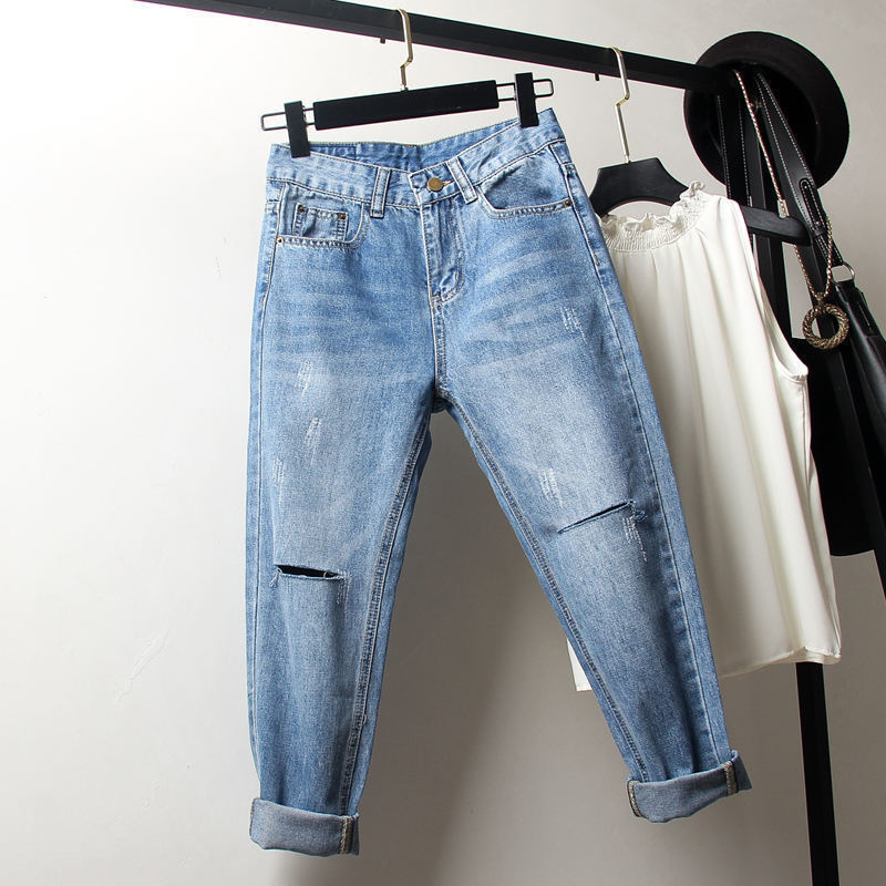 Vintage Boyfriend Jeans For Women High Waist Loose Ripped Jeans Femme Denim Harem Pants Streetwear Plus Size Mom Jeans 4XL Q1413 T200521