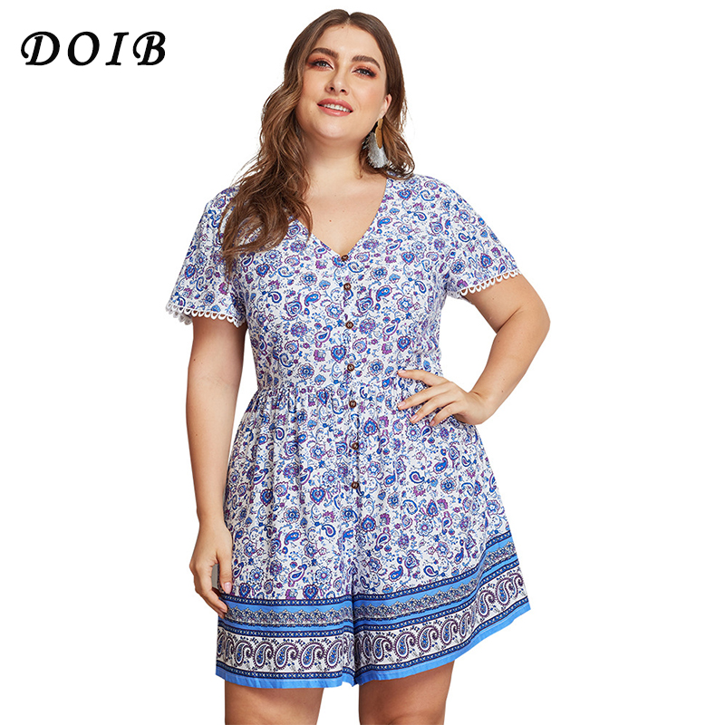 DOIB Plus Size Jumpsuit Boho Wide Leg Opening V Neck Three Quarter Rompers Casual Summer Beach Playsuit Trousers, Color 1
DOIB Plus Size Jumpsuit Boho Wide Leg Opening V Neck Three Quarter Rompers Casual Summer Beach Playsuit Trousers, Color 1
