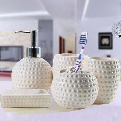 5pcs/set Red China Black, white Thread floral patterns Ceramics Bathroom accessories toothbrush holder Wedding Gifts