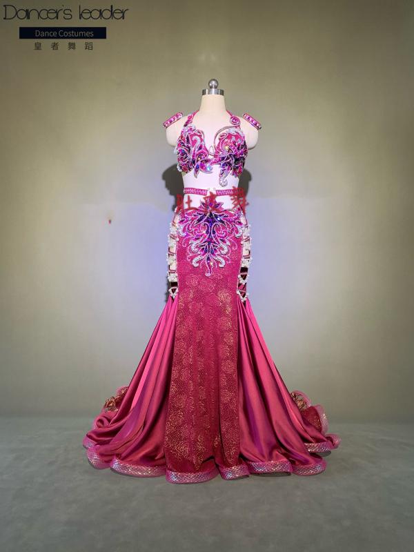 Custom size 2020 women's new belly dance suit rhinestone bra + high-definition sexy bag hip big swing skirt show costume rose, Rose red
Custom size 2020 women's new belly dance suit rhinestone bra + high-definition sexy bag hip big swing skirt show costume rose, Rose red