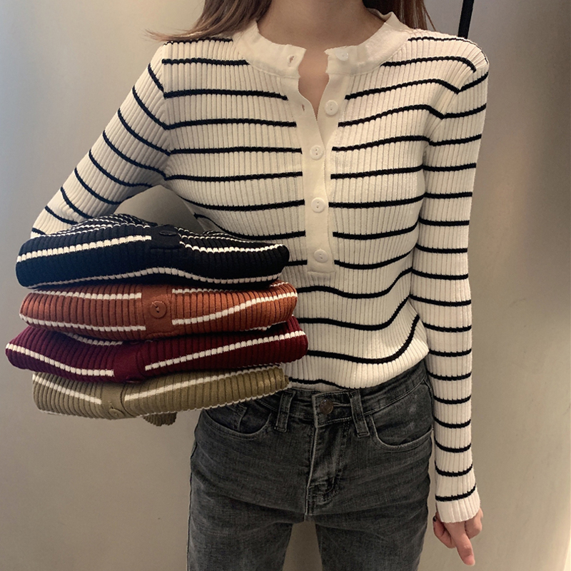Zoki Striped Women Pullover Sweater Fashion Button Long Sleeve Knitted Slim Korean Jumper Causal High Elastic Ladies Top 2020, Green
Zoki Striped Women Pullover Sweater Fashion Button Long Sleeve Knitted Slim Korean Jumper Causal High Elastic Ladies Top 2020, Green