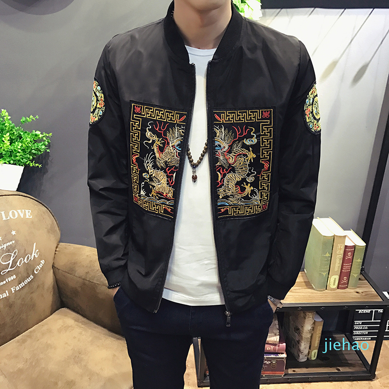 Fashion- Spring Men Bomber Jacket 2020 New Fashion Chinese Long Pao Jackets Men Slim Fit Long Sleeve Casual Coats Windbreaker 5XL-M