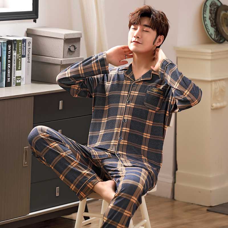 Men's pajamas long sleeve cotton spring and autumn cardigan plaid pajamas men's plus size 3XL 4XL 5XL household suit youth, Er9910
Men's pajamas long sleeve cotton spring and autumn cardigan plaid pajamas men's plus size 3XL 4XL 5XL household suit youth, Er9910