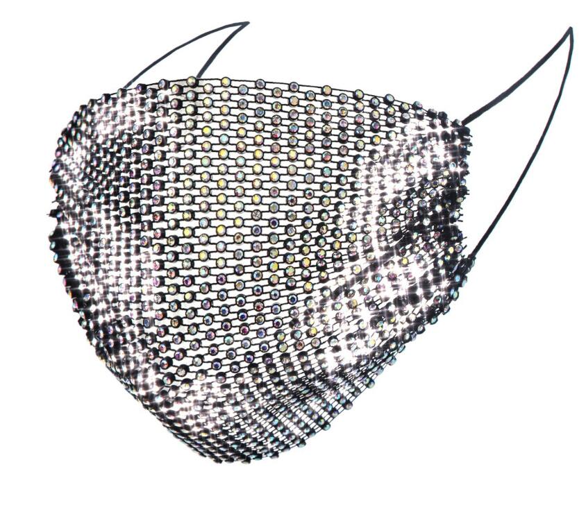 Glitter Crystal Mesh Mouth Face Mask Rhinestone Hollowout Masks Women Decor Night Club party Dance Decor Face Cover