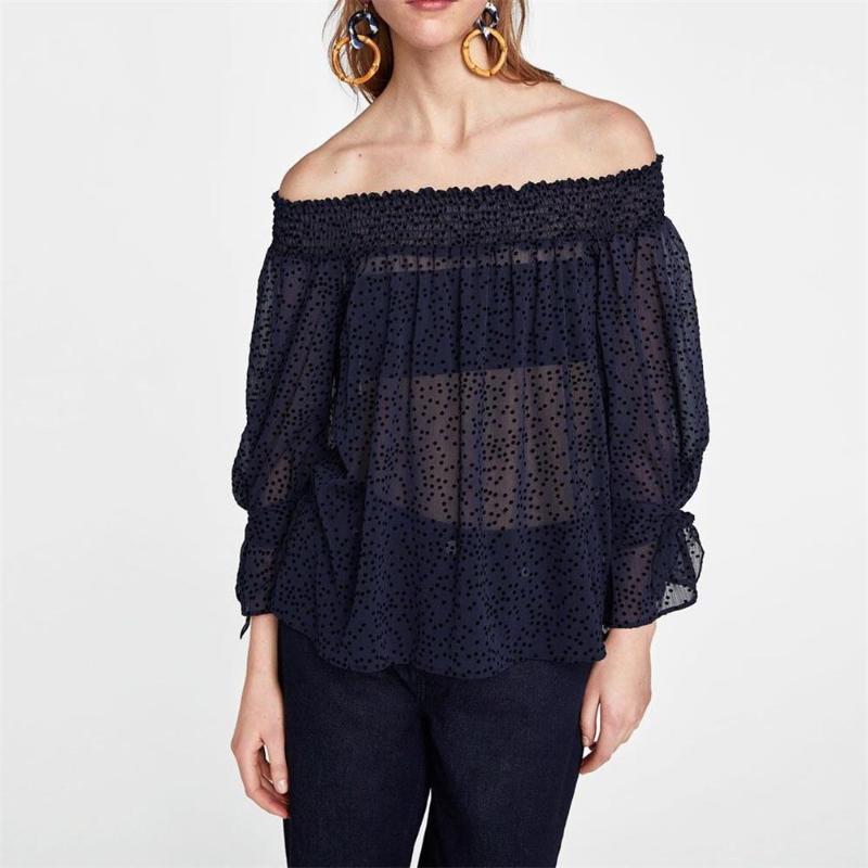 Spring and summer 2020 new word leader mouth lace tulle retro vintage chiffon shirt, Navy blue
Spring and summer 2020 new word leader mouth lace tulle retro vintage chiffon shirt, Navy blue