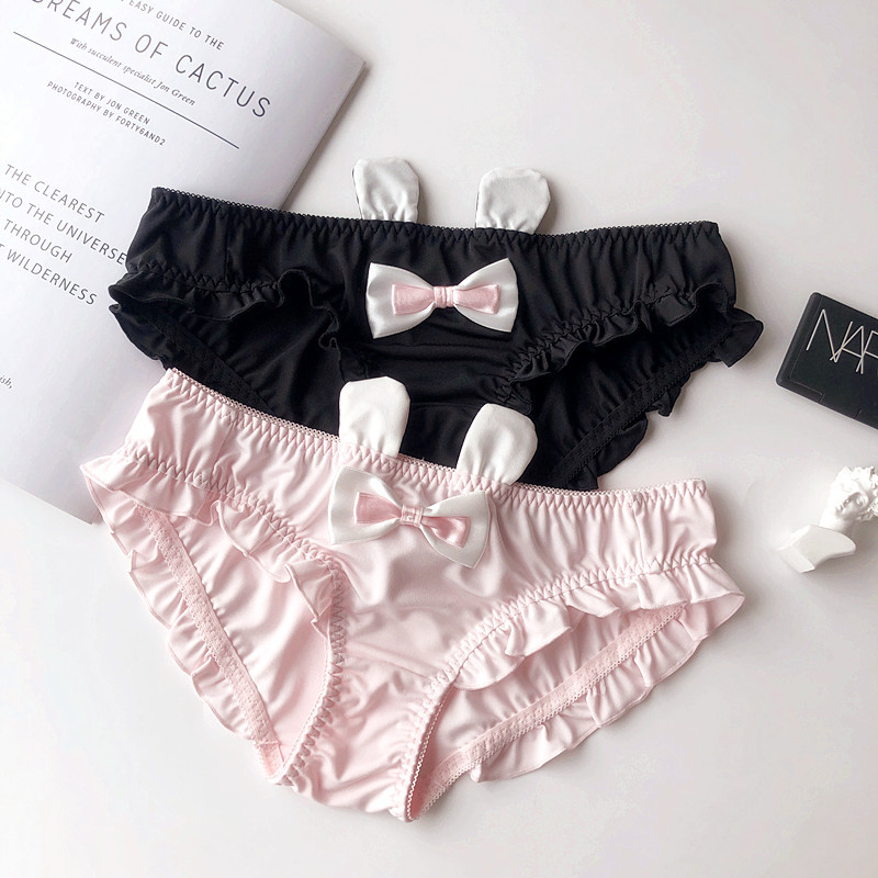 Woman underwear Cute sweet bow ears low waist milk silk briefs Comfortable girl's underpants, White
Woman underwear Cute sweet bow ears low waist milk silk briefs Comfortable girl's underpants, White