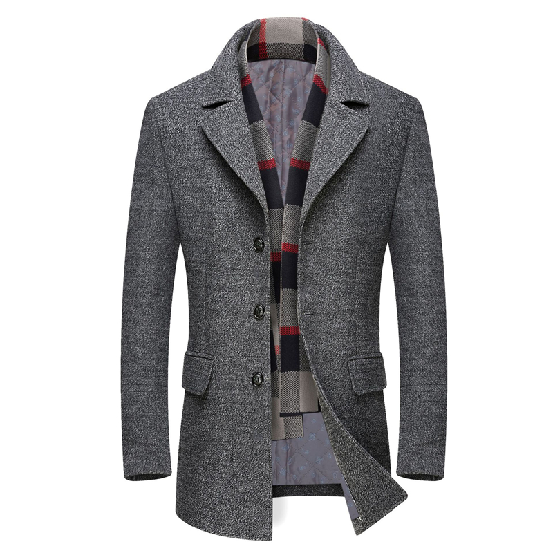Men's Winter Wool Coat Men's Turn-down Collar Solid Color Warm Thick Wool Blends Woolen Pea Coat Male Trench Overcoat, Dark grey
Men's Winter Wool Coat Men's Turn-down Collar Solid Color Warm Thick Wool Blends Woolen Pea Coat Male Trench Overcoat, Dark grey