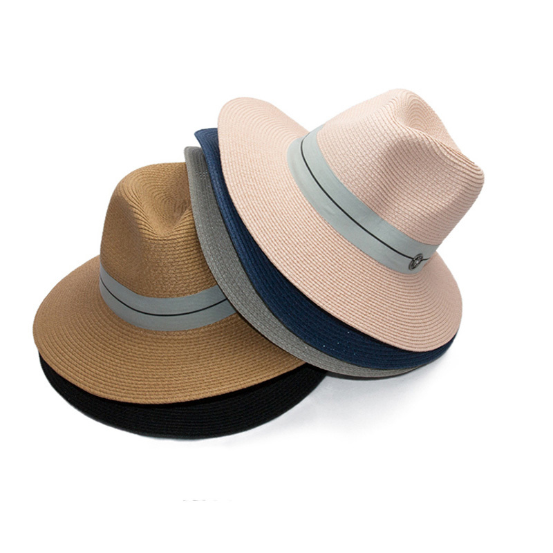 Ymsaid Summer casual sun hats for women fashion letter M jazz straw for man beach sun straw Panama hat Wholesale and retail Y200716