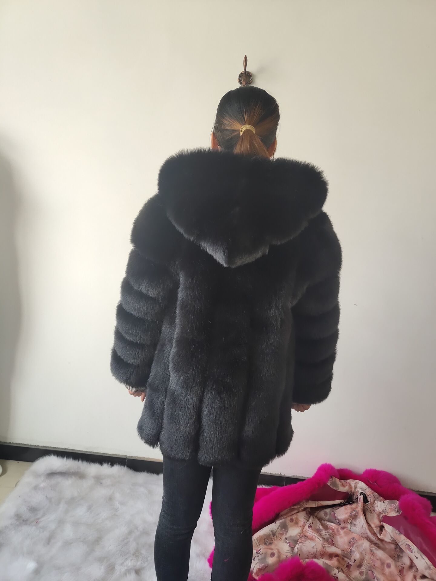 Factory Coat Women Winter Fashion Artificial Hooded Coats Overcoat Female Faux Fur Jacket T200507