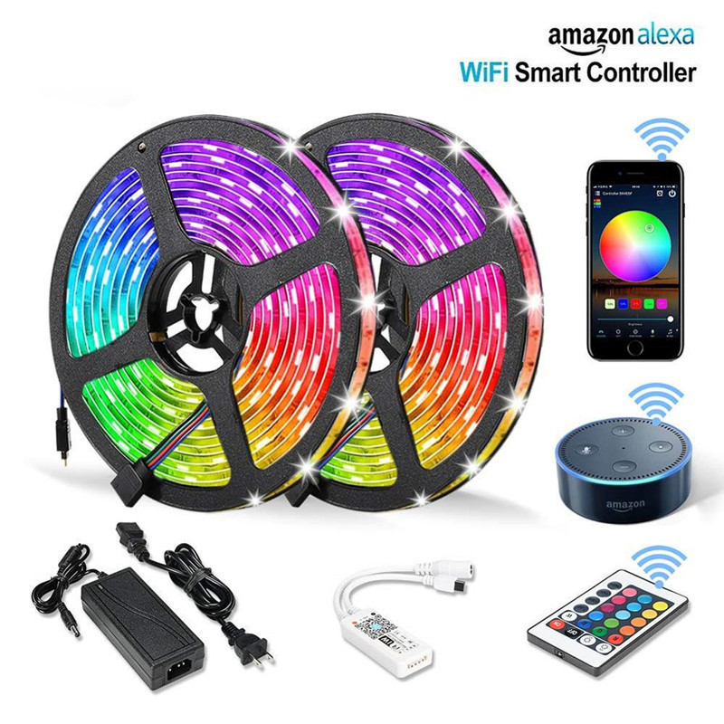 Wifi RGB LED Strip String Light 5M 10M 15M Waterproof Fiexble Light Led Ribbon Tape 5050 Led Lamps With Power Plug Controller
Wifi RGB LED Strip String Light 5M 10M 15M Waterproof Fiexble Light Led Ribbon Tape 5050 Led Lamps With Power Plug Controller