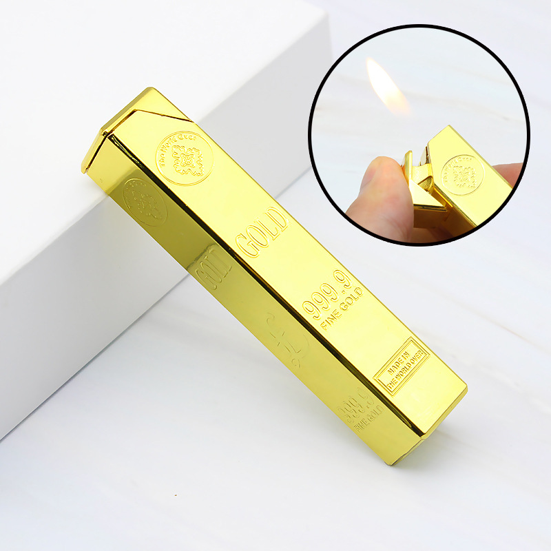 Creative Luxury 999 Gold Brick Compact Jet Gas Lighter Inflated Butane Bullion Lighter Grinding Wheel Bar Metal Men GiftNO GAS
Creative Luxury 999 Gold Brick Compact Jet Gas Lighter Inflated Butane Bullion Lighter Grinding Wheel Bar Metal Men GiftNO GAS