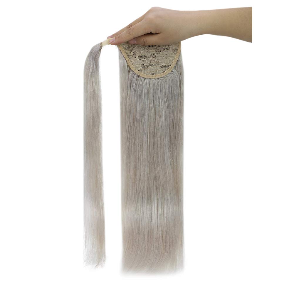 Ponytail Hair Extension Strands Crochet Real Human Hai Handmade Dreadlocks Crochet Hair Extensions Silver Grey Hair Ponytails Natural