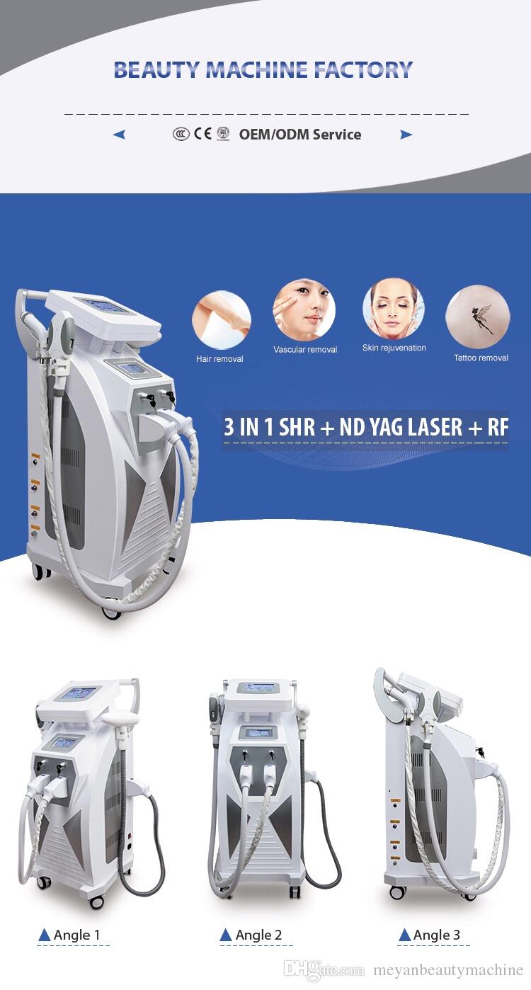 4in1 double screen Multi-Function OPT/Elight/ Nd Yag Laser Tattoo Removal/Hair Removal Machine For beauty salon