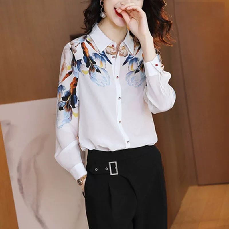 2020Womens Blouses Vintage Pleated Floral Print Long Sleeve Casual Tops Blouse Casual Turn-down Collar Colorful Loose Shirt K63, White
2020Womens Blouses Vintage Pleated Floral Print Long Sleeve Casual Tops Blouse Casual Turn-down Collar Colorful Loose Shirt K63, White