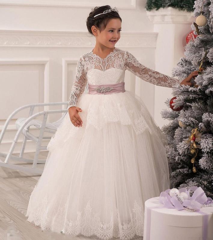 Princess Tulle Lace A Line Flower Girl Dresses for Wedding First Communion Dresses Wedding Party Dress Runway Show Pageant, White 
Princess Tulle Lace A Line Flower Girl Dresses for Wedding First Communion Dresses Wedding Party Dress Runway Show Pageant, White