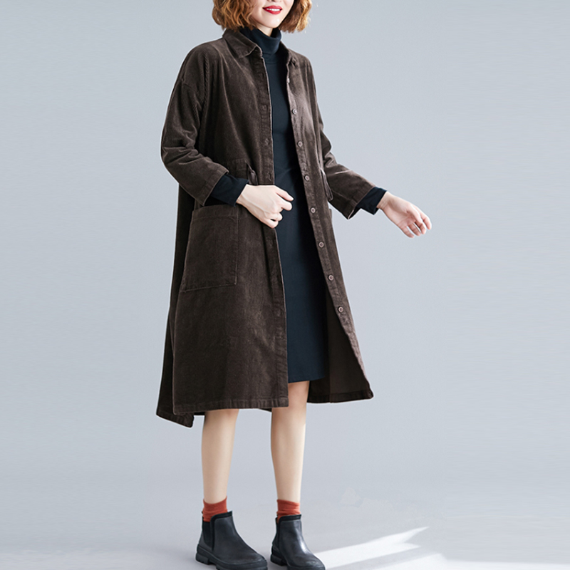 XUXI Corduroy Vintage Windbreaker Women Autumn Winter Thin Single Breasted Irregular High Waist Turn-down Collar Coat FZ2376, Brown
XUXI Corduroy Vintage Windbreaker Women Autumn Winter Thin Single Breasted Irregular High Waist Turn-down Collar Coat FZ2376, Brown