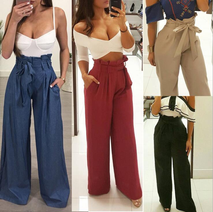 European and American new style solid color trousers wide leg pants casual pants, Black
European and American new style solid color trousers wide leg pants casual pants, Black