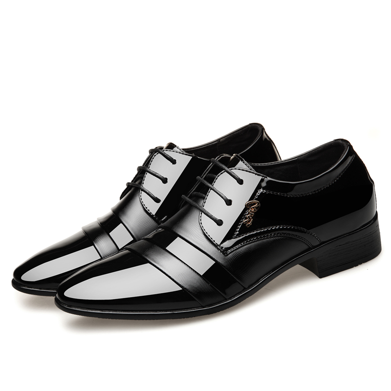 2020 New Patent Leather Men's Dress Shoes Men Oxfords Cheap Fashion Office Flats Lace-Up Men Black Formal Shoes Plus Size 48