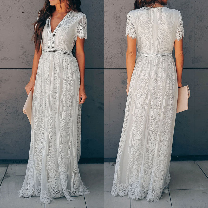 Summer Women Maxi Tunic Dress Short Sleeve White Lace Long Beach Dress Vocation Holiday Clothes
Summer Women Maxi Tunic Dress Short Sleeve White Lace Long Beach Dress Vocation Holiday Clothes