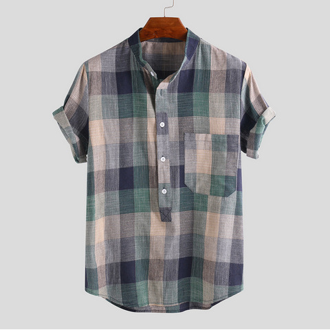 Mens Shirt Casual Fashion Plaid Print Beach Short Sleeve Tops Blouse Camisa Mandarin Collar Shirt Men Camisas Loose Male Shirt High Quality, Red
Mens Shirt Casual Fashion Plaid Print Beach Short Sleeve Tops Blouse Camisa Mandarin Collar Shirt Men Camisas Loose Male Shirt High Quality, Red