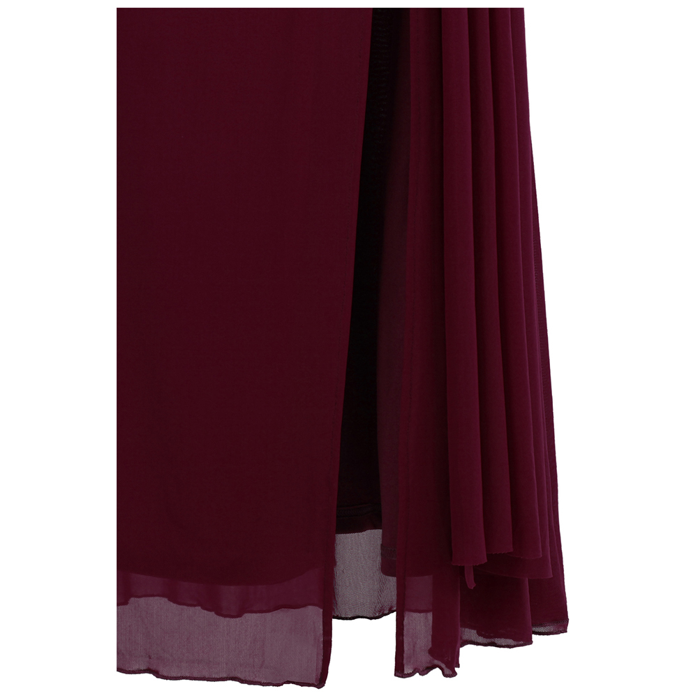 Angel-fashions Women's One Shoulder Evening Dress Long Pleated Beading Formal Party Gown wine red 411 T200604