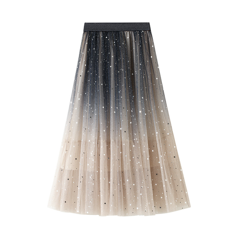 Half-length Lace Skirt Gradient Color Fashion Mid-length Color Matching Star Sequin Elastic Waist Mesh Starry Sky Skirt Women, Beige
Half-length Lace Skirt Gradient Color Fashion Mid-length Color Matching Star Sequin Elastic Waist Mesh Starry Sky Skirt Women, Beige