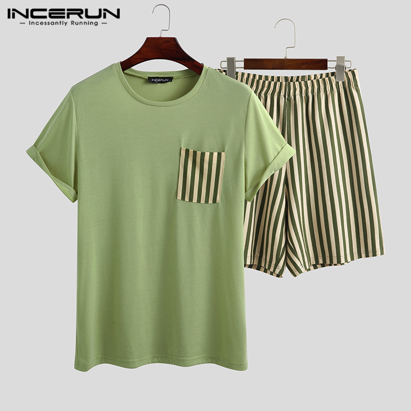 INCERUN Leisure Pajamas Sets Striped Short Sleeve Patchwork Blouse Casual Shorts Homewear Suits Men Comfortable Nightwear -5XL, Khaki
INCERUN Leisure Pajamas Sets Striped Short Sleeve Patchwork Blouse Casual Shorts Homewear Suits Men Comfortable Nightwear -5XL, Khaki