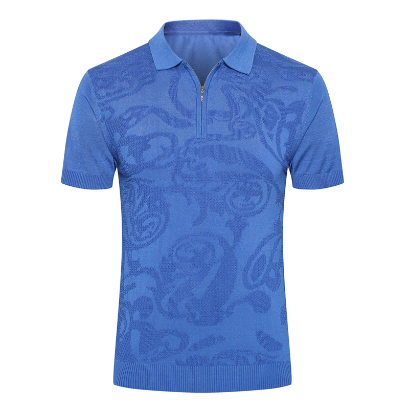 Billionaire Polo shirt silk men 2020 summer new Fashion print Business casual zipper Business England big size -5XL free shipping, Deep blue 
Billionaire Polo shirt silk men 2020 summer new Fashion print Business casual zipper Business England big size -5XL free shipping, Deep blue
