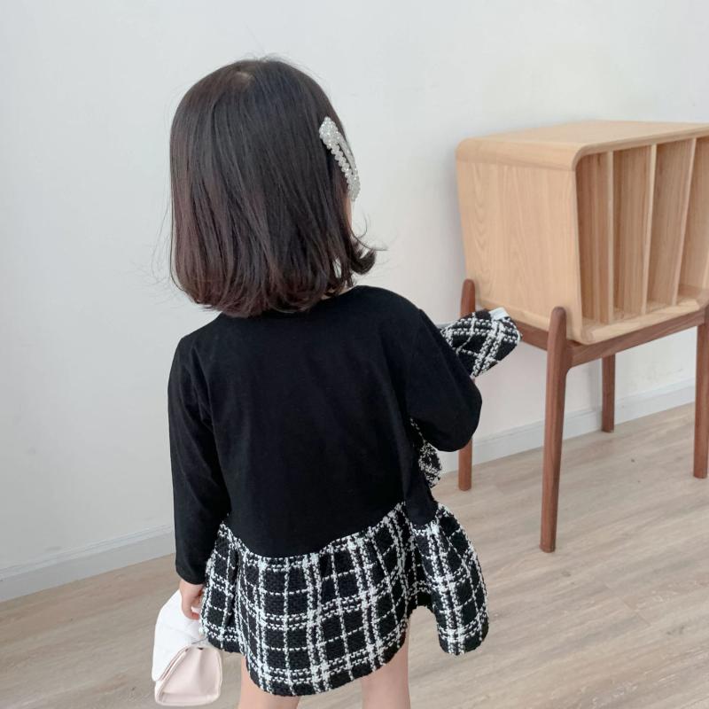 LZH 2020 Autumn fashion Children Girls Clothing Plaid Coat+Long-leeved Dress 2Pcs Outfits Suit Kids Clothes Girls Sets 2-6 Years