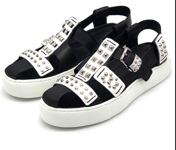 High top shoes for men fashion rivet men sandals genuine leather buckle Rome summer casual shoes, Black
High top shoes for men fashion rivet men sandals genuine leather buckle Rome summer casual shoes, Black