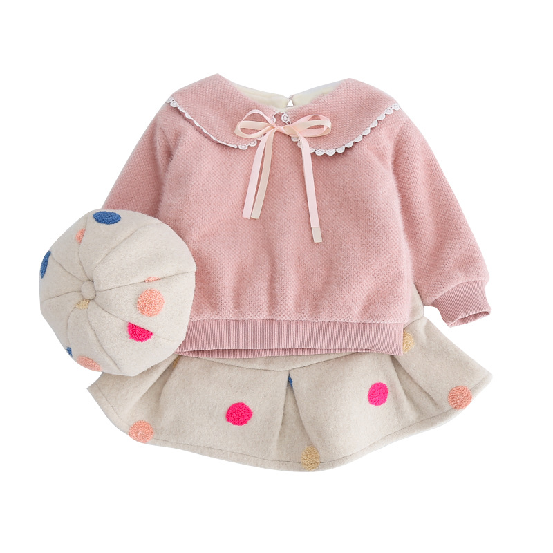winter Girls velvet T-shirt+skirt+hat 3pcs sets baby thicken fleece wave pleated skirt sweet suit kids, Blue
winter Girls velvet T-shirt+skirt+hat 3pcs sets baby thicken fleece wave pleated skirt sweet suit kids, Blue