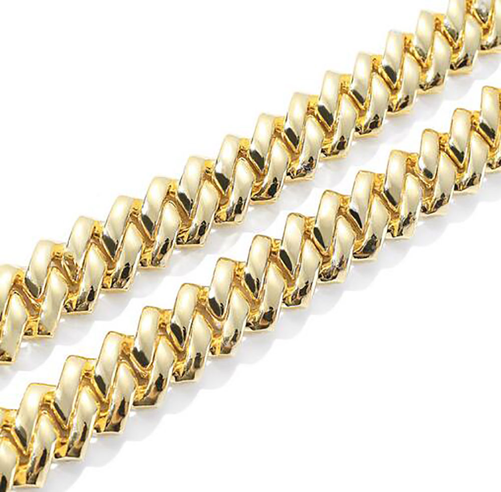 14mm Iced Cuban Link Prong Chain Necklace 14K White Gold Plated 2 Row Diamond Cubic Zirconia Jewelry 16inch24inch Cuban Chain