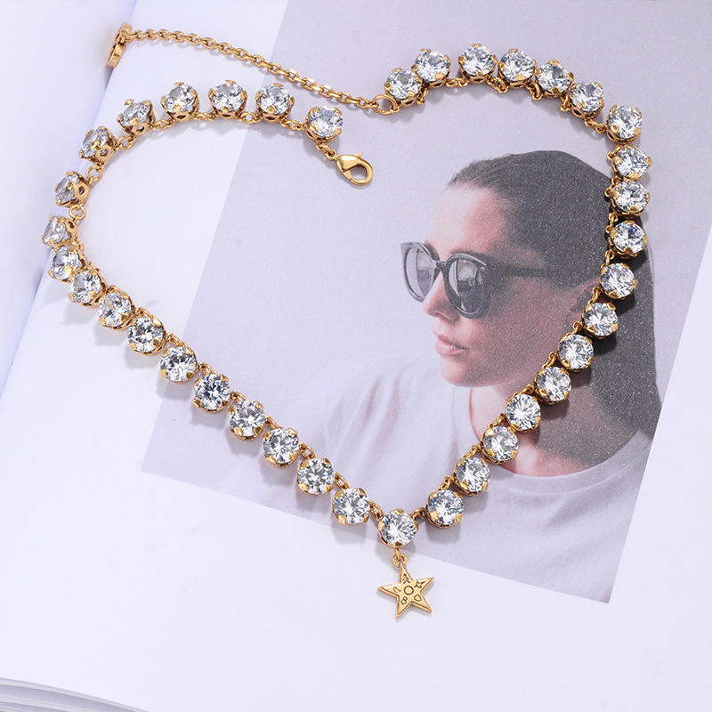 CD star pendant full zircon chain necklace women's 2020 new Dijia elegant noble choker necklace bracelet, Black
CD star pendant full zircon chain necklace women's 2020 new Dijia elegant noble choker necklace bracelet, Black