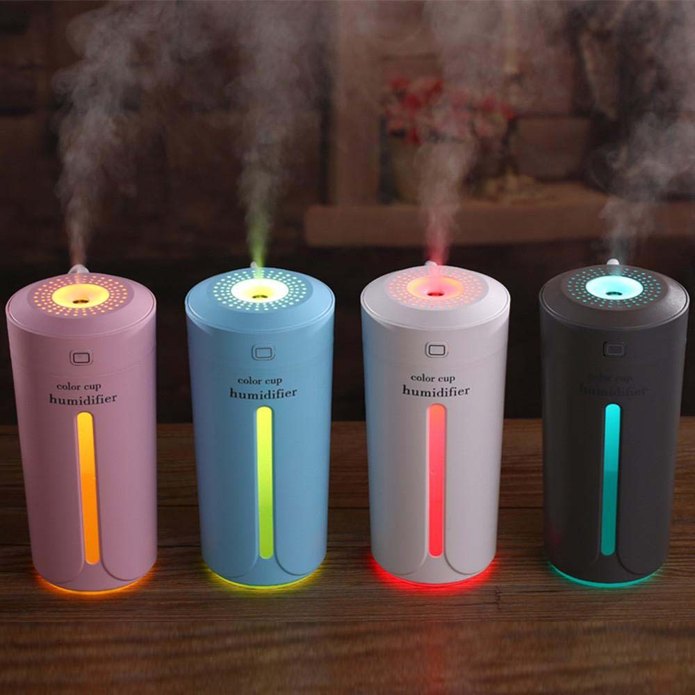 230ml Mini Air Humidifier USB Ultrasonic Humidifier Car Aroma Diffuser Electric Essential Oil Diffuser Cup 7 Color LED Lights