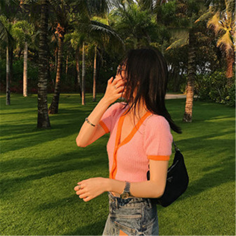 Pink crop top women knitted sweater cropped cardigan colorblock sweater women korean cardigan v neck cute
Pink crop top women knitted sweater cropped cardigan colorblock sweater women korean cardigan v neck cute