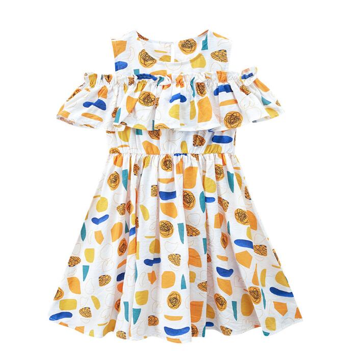 Girls Floral Dress Summer Explosions Big Boy Korean Korean Ruffled Princess Dress WY1436