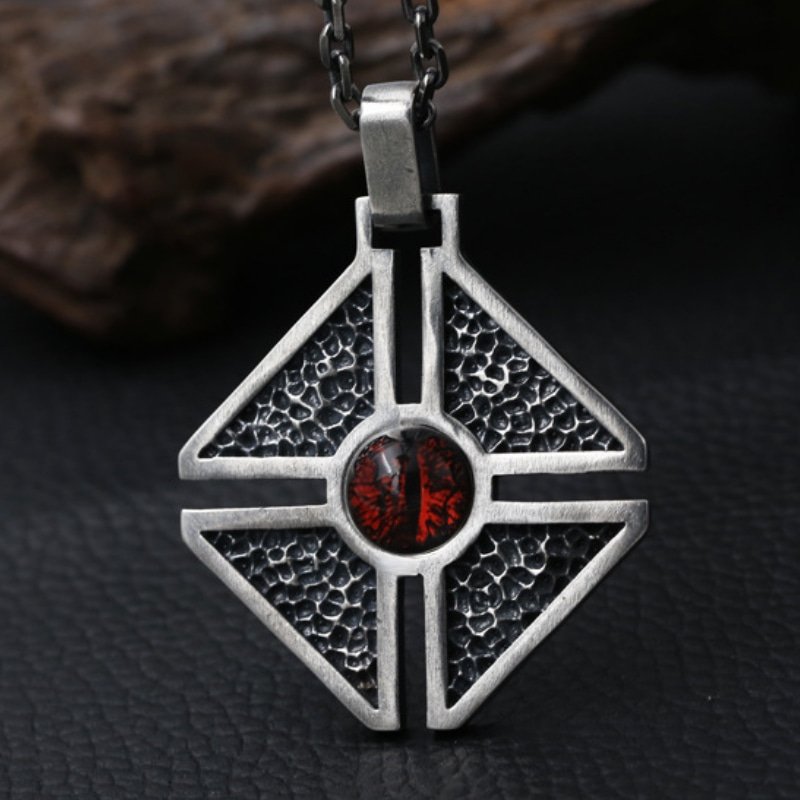 Punk style 925 sterling silver handmade designer jewelry antique silver American European Sauron's eyes necklace pendants eyes of the devil
