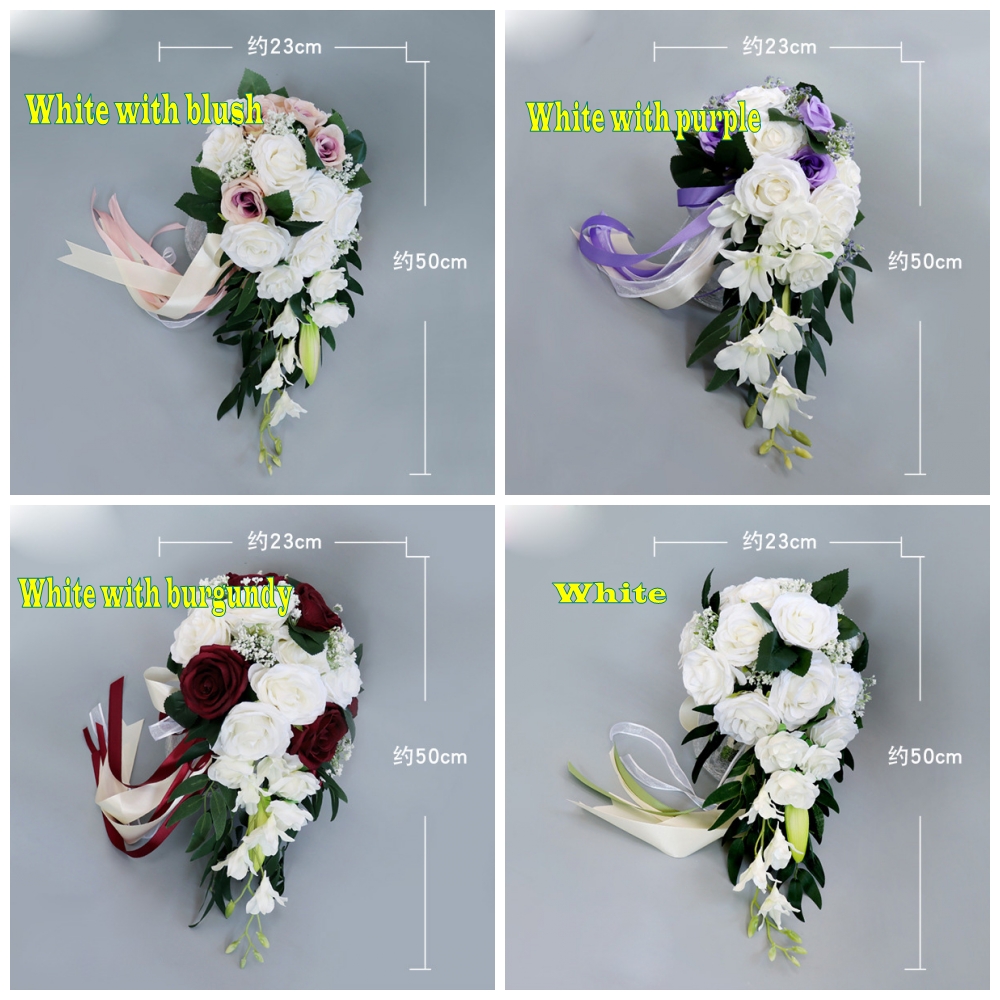 White, Purple, Blush, Burgundy Bridal Bouquets New Arrvail Free Shipping Bouquets 23*50cm European Style Cheap