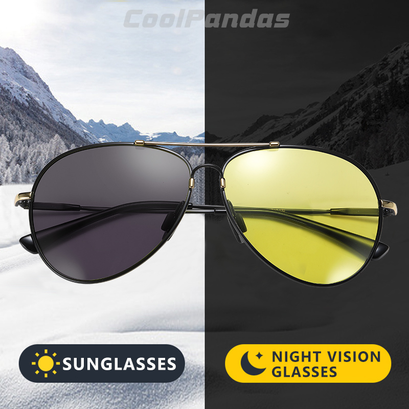 CoolPandas 2020 Pilot Photochromic Sunglasses Men Polarized Driving Day Night Vision Chameleon Glasses Memory Metal Frame Oculos
CoolPandas 2020 Pilot Photochromic Sunglasses Men Polarized Driving Day Night Vision Chameleon Glasses Memory Metal Frame Oculos