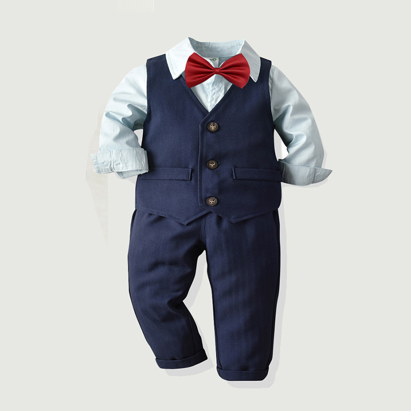 Boys Clothes Set Vest Shirt Pant Bow Tie Baby Formal Dress Suit Kids British Style 4pcs Gentleman Wedding Clothing Trousers, Bn944-blue
Boys Clothes Set Vest Shirt Pant Bow Tie Baby Formal Dress Suit Kids British Style 4pcs Gentleman Wedding Clothing Trousers, Bn944-blue