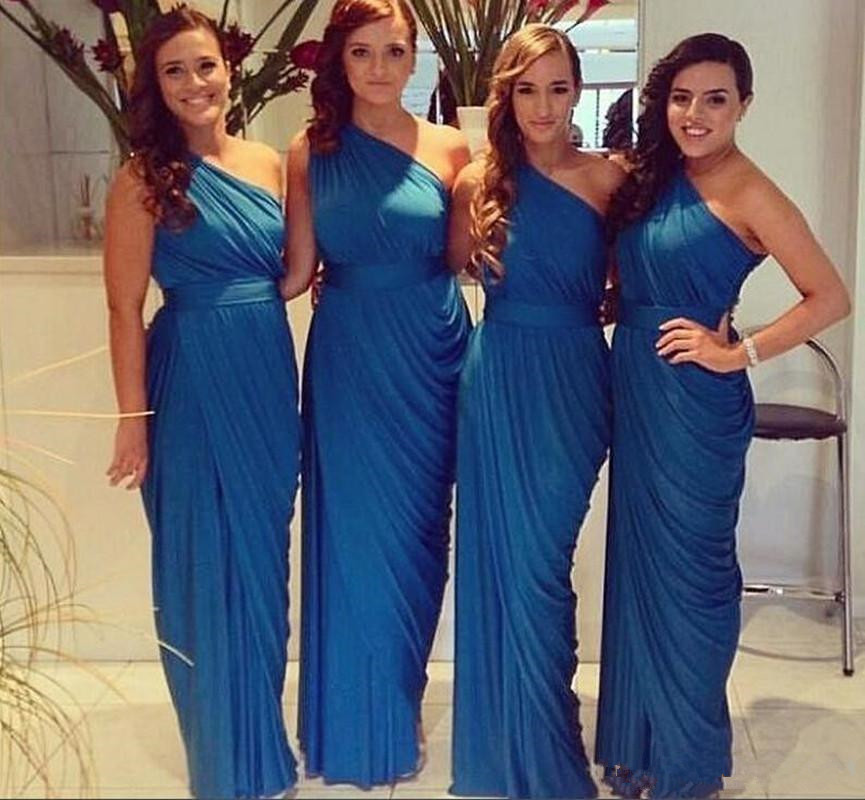 Burnt Orange Long Bridesmaid Dresses One Shoulder Ruffled Draped Maid of Honor Gowns Formal Wedding Guest Dress Split Floor Length