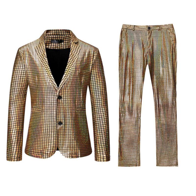 Rainbow Lattice Men's Suit Shiny Gold Stage Nightclub PerformanceTwo-piece Suit Long Sleeve Single-Breasted Male Clothing
Rainbow Lattice Men's Suit Shiny Gold Stage Nightclub PerformanceTwo-piece Suit Long Sleeve Single-Breasted Male Clothing