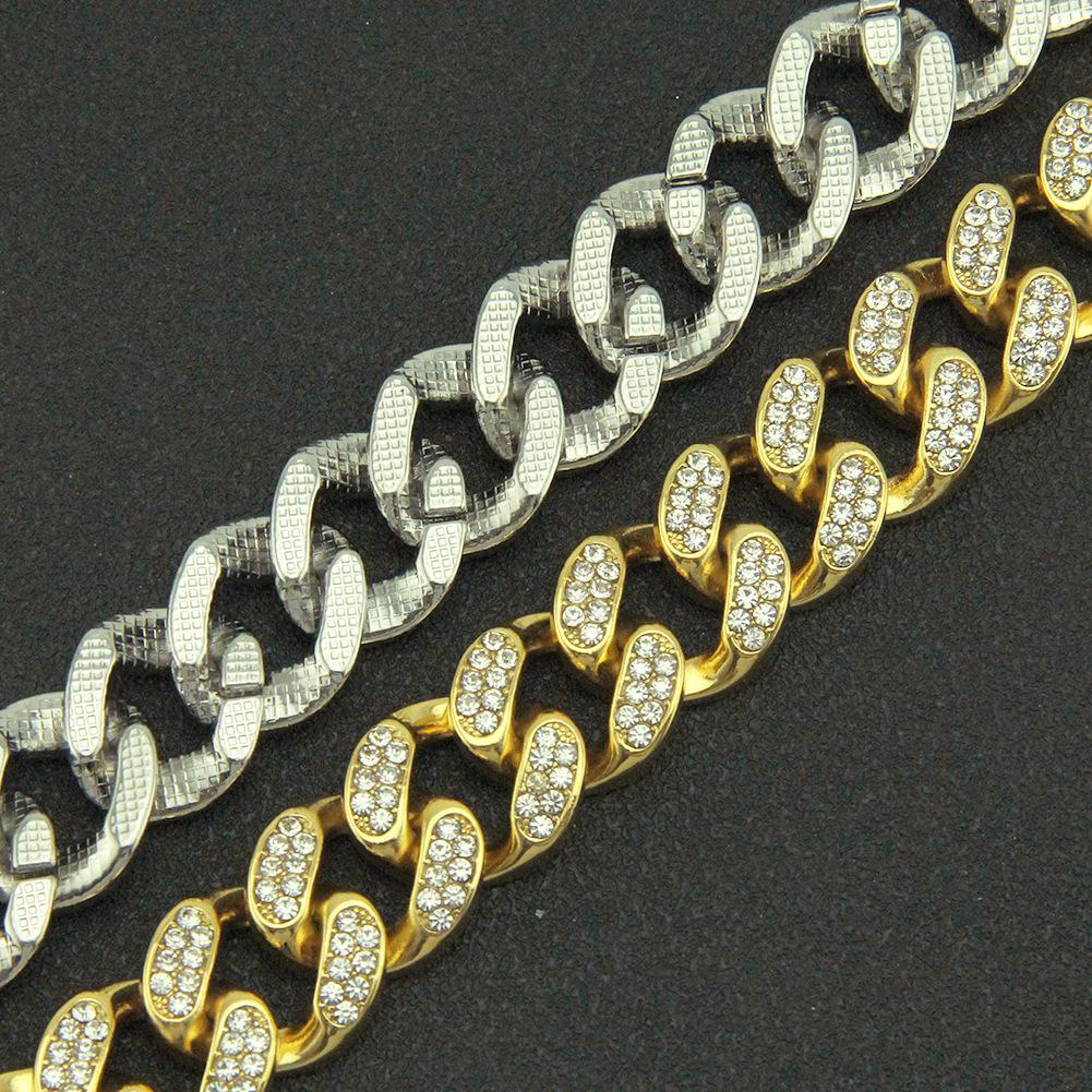 20mm New Fashion Hip Hop Mens Gold Bling Diamond Cuban Link Chain Necklace Choker Masculina Bijoux Jewelry Heavy Miami Curb Chains for Men