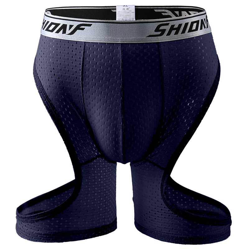 Shionf Side Hollow Out Boxer Male Long Leg Mens Boxershorts Anti Slide XL-5XL Sexy Underwear with Bulge Pouch Hombre Panties