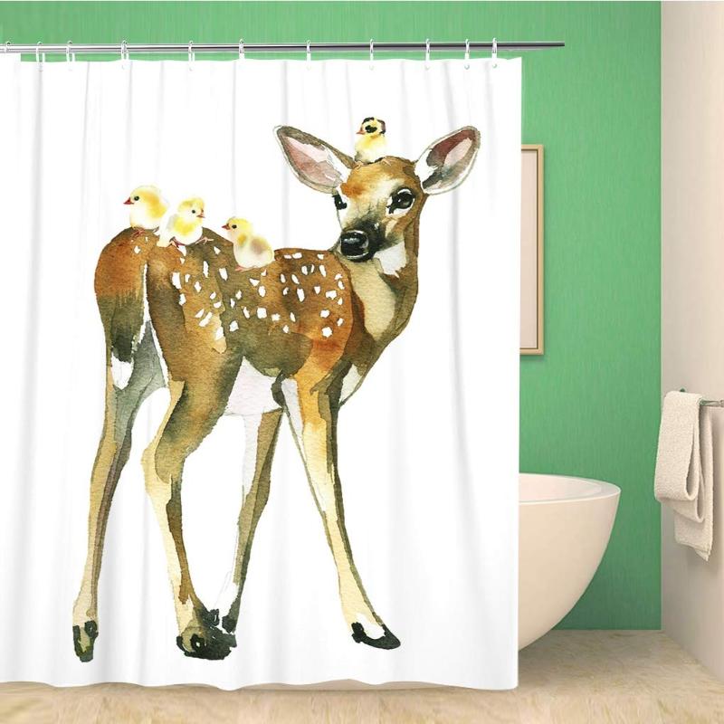 Bathroom Shower Curtain Animals Deer Baby Fawn Chickens Watercolor Birthday Children Cute Polyester Fabric 60x72 inches
Bathroom Shower Curtain Animals Deer Baby Fawn Chickens Watercolor Birthday Children Cute Polyester Fabric 60x72 inches