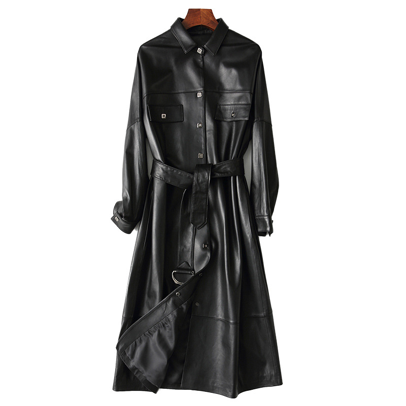 Women's Cool Genuine Leather Windbreaker Real Sheepskin X-Long Coat Strap Slim Black Jacket With Belt 2020 Winter, As pic
Women's Cool Genuine Leather Windbreaker Real Sheepskin X-Long Coat Strap Slim Black Jacket With Belt 2020 Winter, As pic