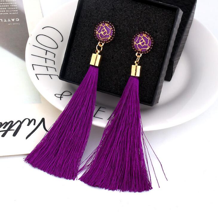 Crystal Long Tassel Drop Earrings For women Ethnic Geometric Rose flower Sign Dangle Statement Earring 2019 Fashion Jewelry in Bulk GD505