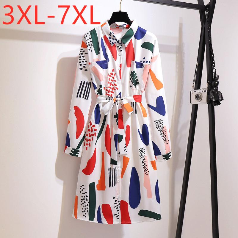 New ladies autumn winter plus size shirt dress for women large long sleeve loose print belt chiffon midi dress 5XL 6XL 7XL, White
New ladies autumn winter plus size shirt dress for women large long sleeve loose print belt chiffon midi dress 5XL 6XL 7XL, White