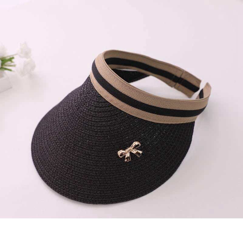 Fashionable woman's sun hats Metal bowknot headband empty cap Straw solid color Beach hat YR8023, Black
Fashionable woman's sun hats Metal bowknot headband empty cap Straw solid color Beach hat YR8023, Black