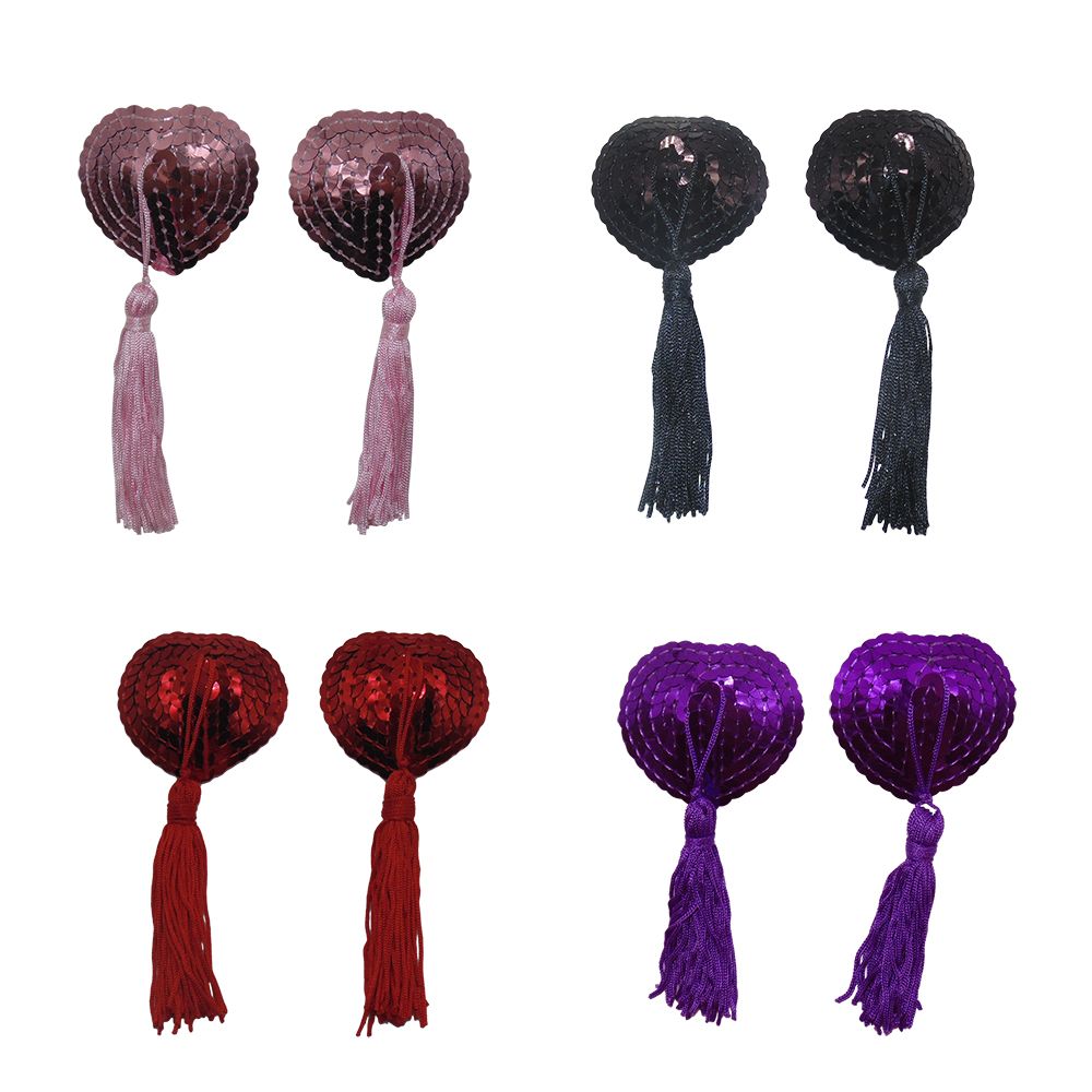 2Pcs/Pair Women Sexy Sequin Nipple Cover Tassels Heart Shape Nipple Stickers Female Silicone Reusable Nipple Covers, Red;black
2Pcs/Pair Women Sexy Sequin Nipple Cover Tassels Heart Shape Nipple Stickers Female Silicone Reusable Nipple Covers, Red;black